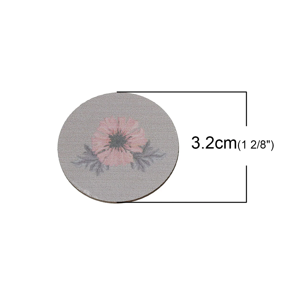 DoreenBeads Wood Cabochons Scrapbooking Embellishments Findings Oval Gray Flower Pattern 32mm(1 2/8&quot)x 30mm(1 1/8&quot) 4 PCs |