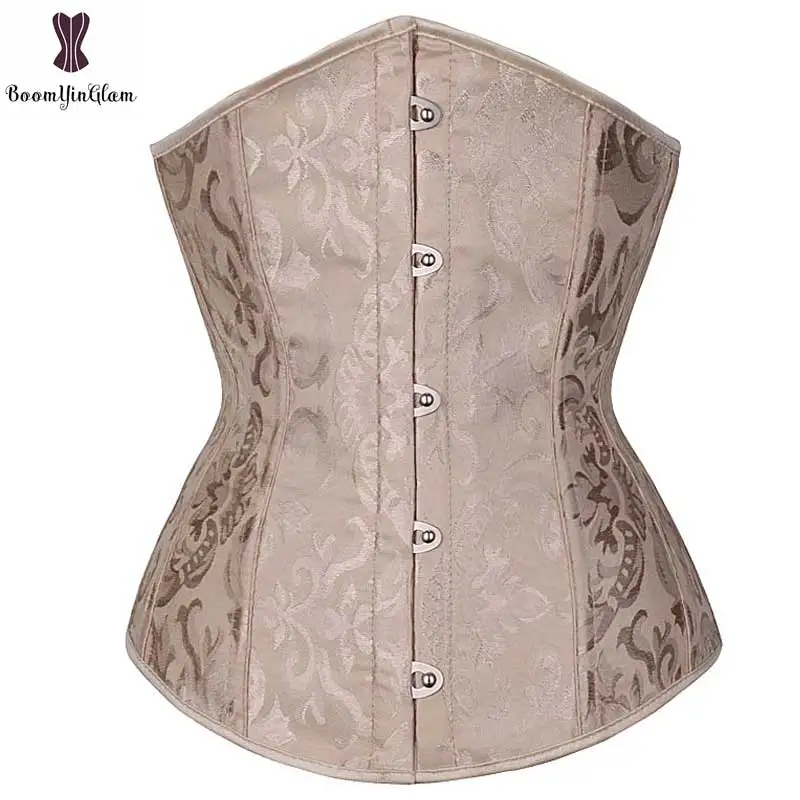 

Under Bust Jacquard Corset Top Plus Size Solid Corsets Fish Boned Women Bustier Front Busk Closure Korset Summer Outfit Corselet