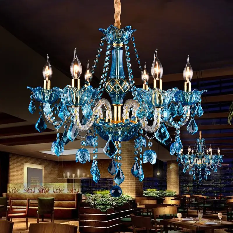 Милан синяя люстра для столовой подвесной хрусталь Люстра Главная Освещение