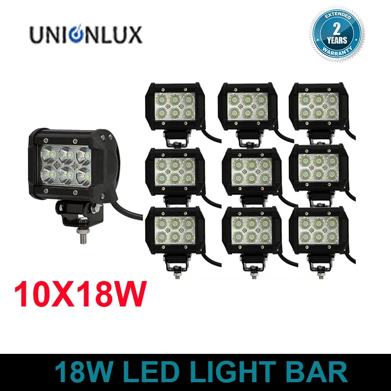 

10pcs 4inch Offroad LED Light Bar 18w Led Work Lamp Spot Flood Light 12v 24v Offroad car Truck Trailer 4X4 Led Work Light