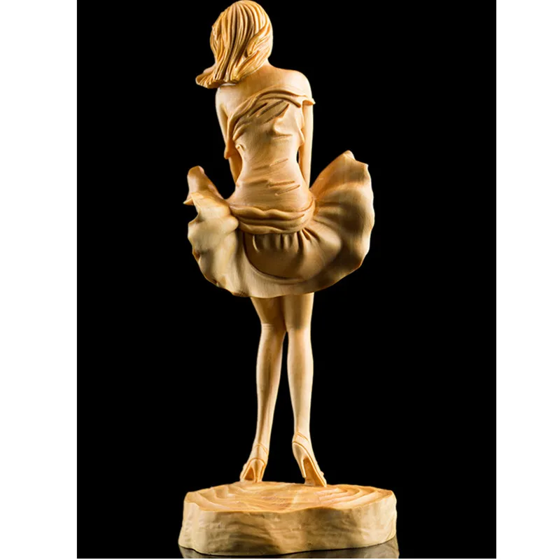 

Chinese Style Boxwood Beauty Belle Monroe Carving Crafts Home Living Room Decoration Solid Wood Crafts M1534