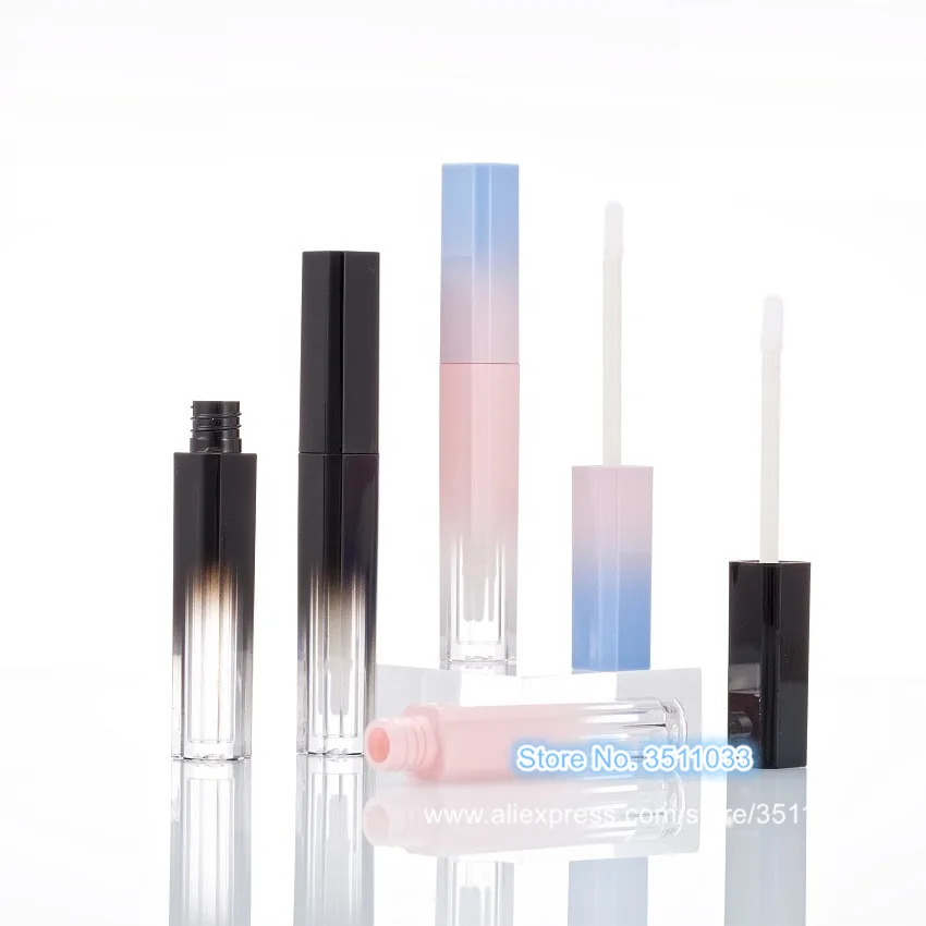 20/60/100pcs Pink Blue Gradient Plastic Cosmetic Lip Gloss Wand Tube Empty Black Square Makeup Glaze Bottle | Красота и здоровье