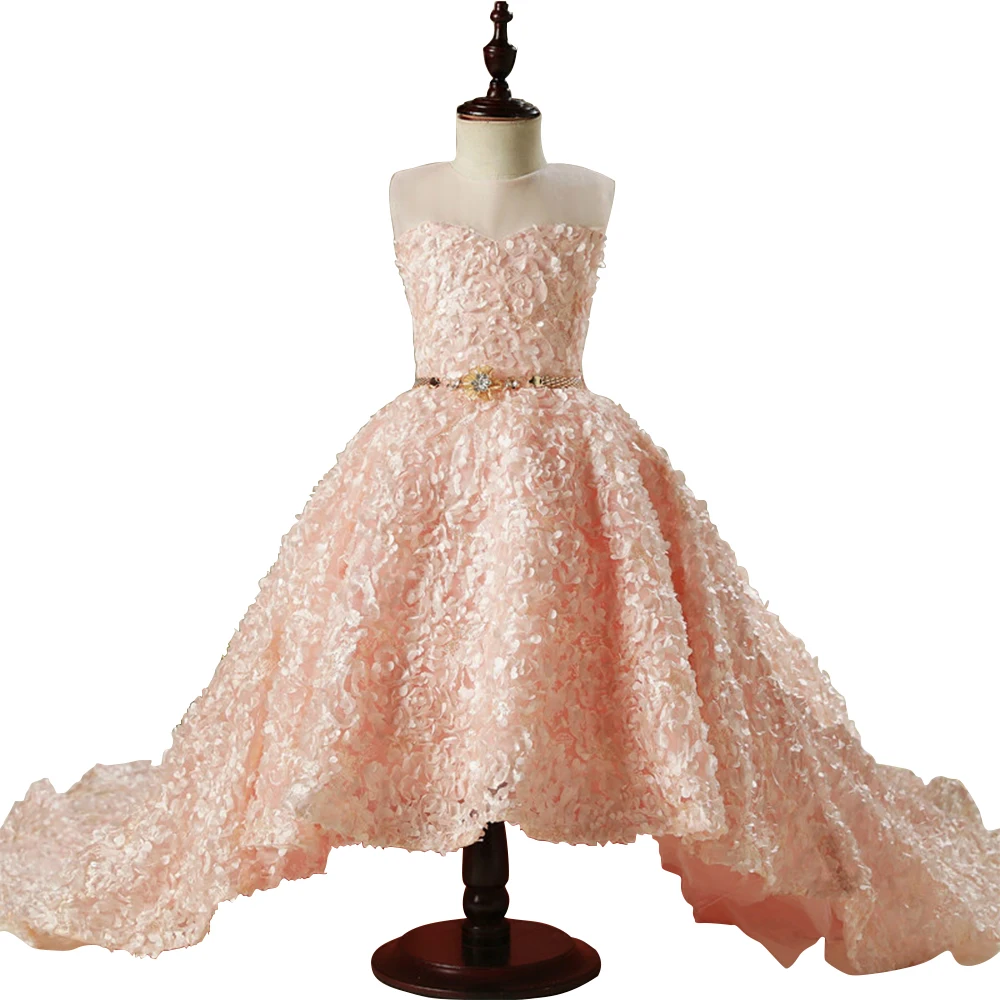 

Длинное розовое Цветочное платье для девочек на вечеринку и свадьбу платье для маленьких девочек бальное платье 2019