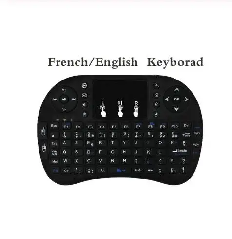 French n english Портативная Беспроводная Клавиатура Mini i8 2,4 ГГц с надписью Air mouse, пульт дистанционного управления, сенсорная панель для Android tv Box, ноутбук, планшетный ПК - Цвет: French n english