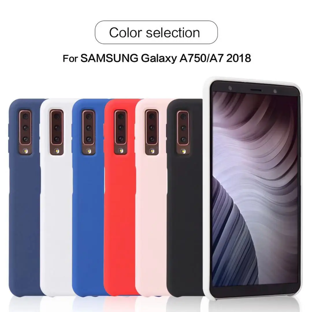 Для samsung Galaxy A7 A750F A750 A 7 2018 чистый цвет жидкий силикон все вокруг телефона
