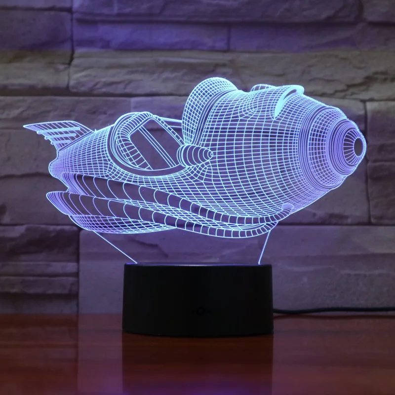 Led Light Spaceship Night 3D Lamp Sleeping Lighting Gifts for Kids Bedroom Decor 2019 Creative Present Kid Toy Cool | Лампы и