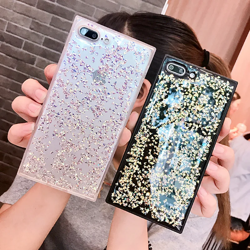 Роскошный эпоксидный квадратный чехол для iphone 7 силиконовый блестящий из
