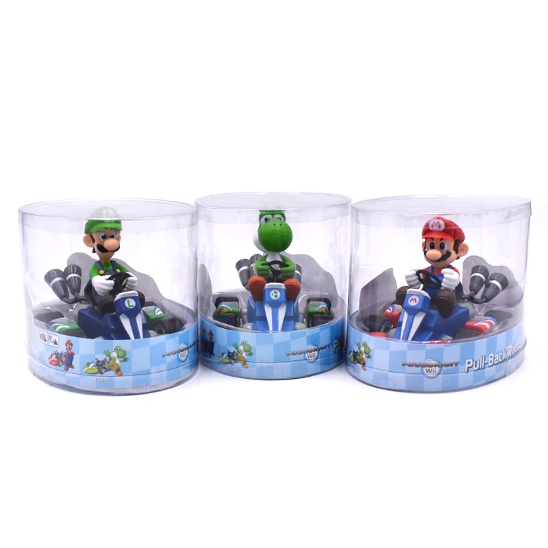 13 см Super Mario Bros. Экшн-фигурки для детей Pull Back karter гоночный автомобиль Ослик Kong Luigi