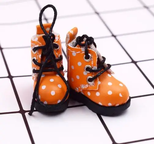 orange 1 пара милых кукольных ботинок martin в горошек для Blyth, Pullip, Barbies 1/6 аксессуары для кукольной обуви - Цвет: orange