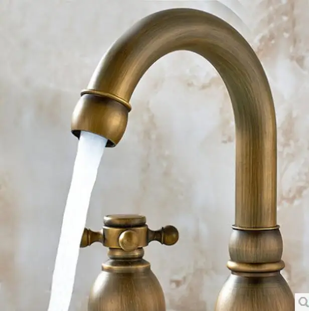 Антикварный кран для раковины с двойной ручкой смеситель 3 шт. набор античная