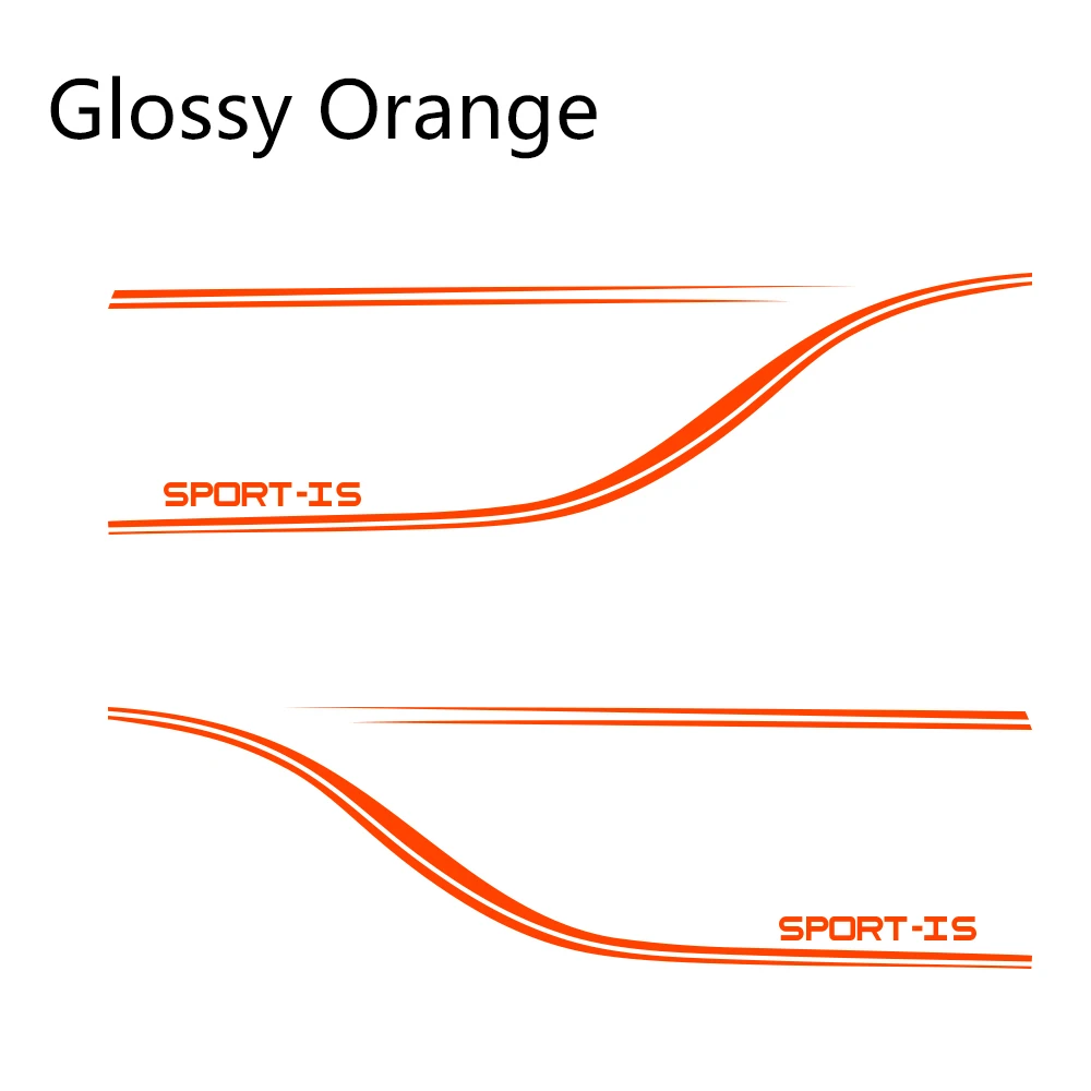 Glossy Orange 2 шт. автомобильные наклейки боковые полосы авто виниловые наклейки для Lexus IS250 RX300 UX Спортивное украшение Стайлинг Тюнинг автомобиля аксессуары - Название цвета: Glossy Orange