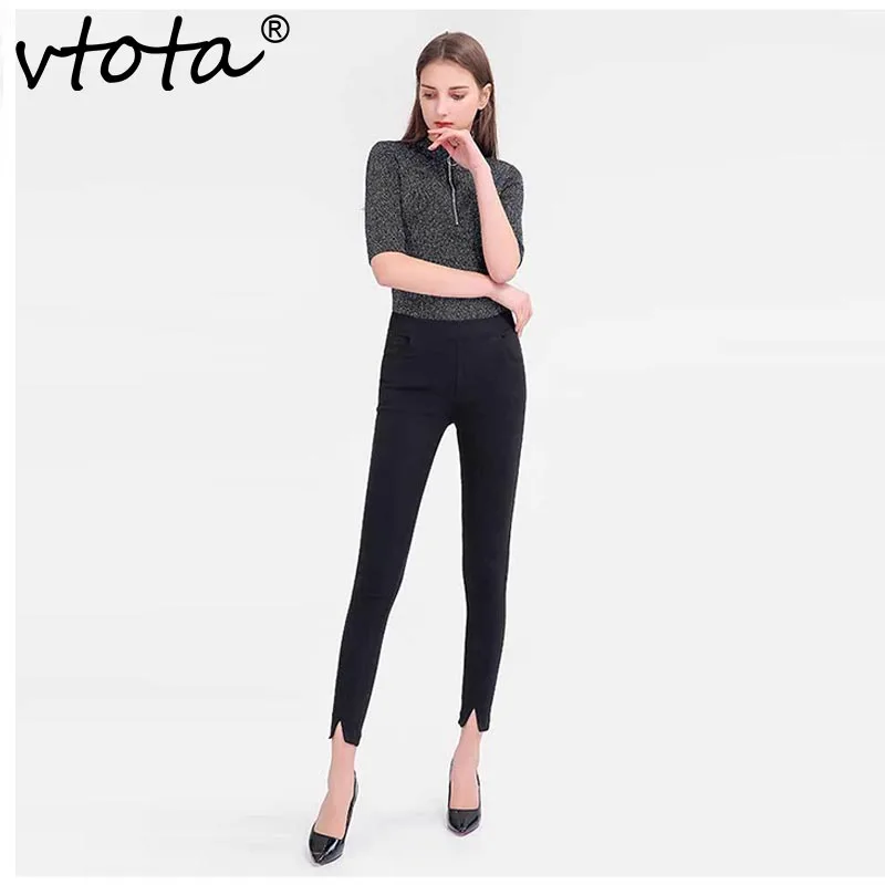 VTOTA Women Pencil Pants Casual Skinny High Waist Lace 2018 Spring Summer Bottoms Black Elastic B39 | Женская одежда