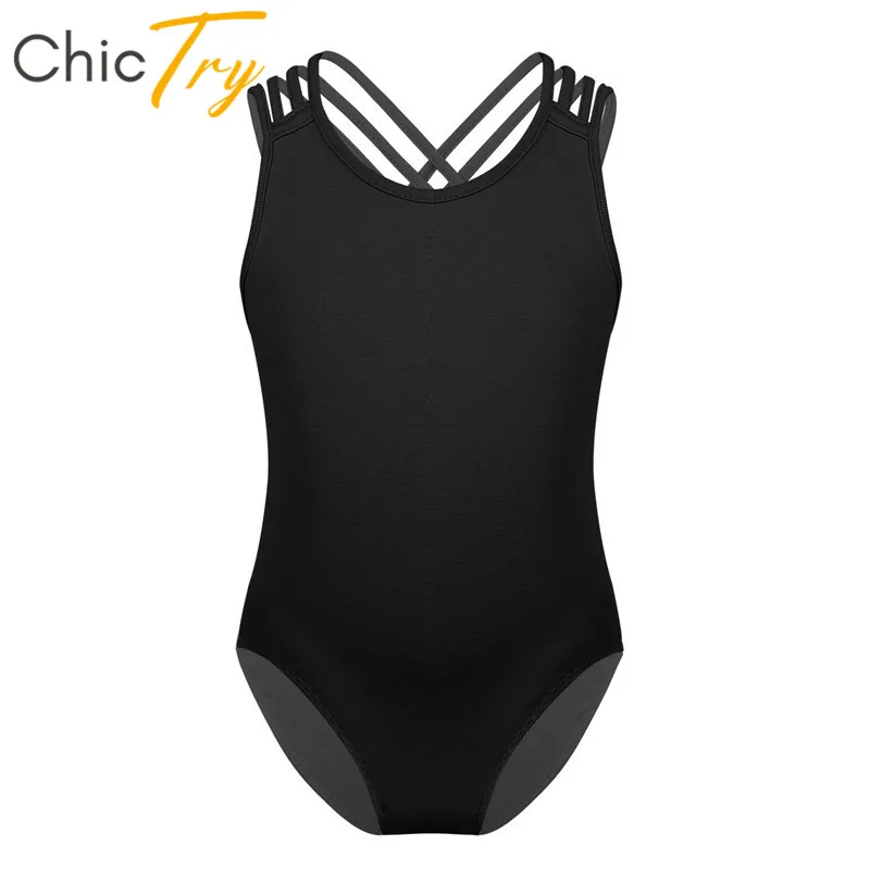 

ChicTry Kids One-piece Professional Ballet Leotard Girls Sleeveless Criss-Cross Straps Gymnastics Leotard Children Dance Wear