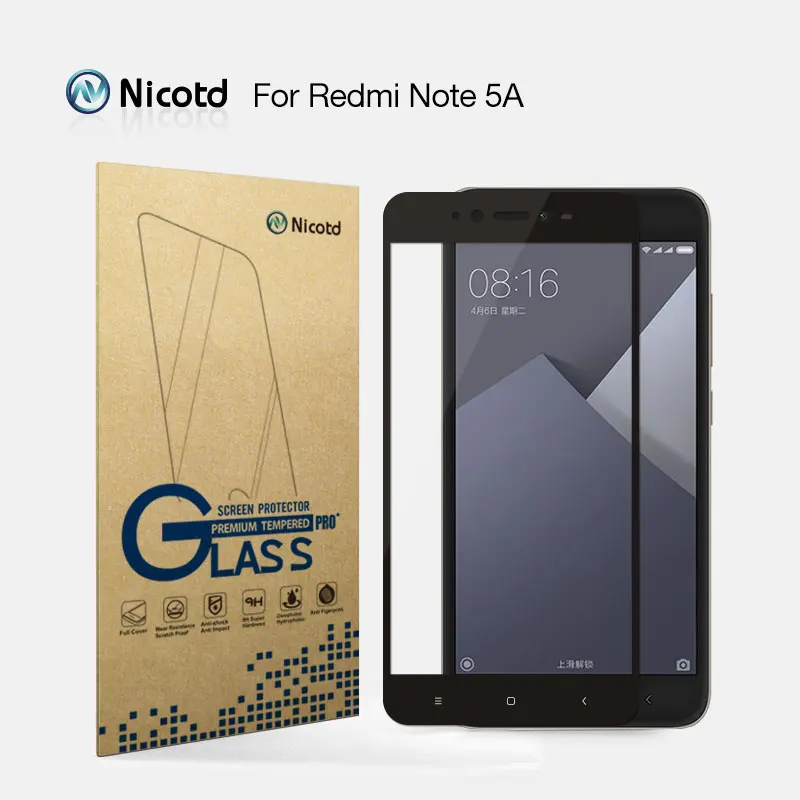 Закаленное стекло Nicotd 2.5D с полным покрытием для Xiaomi Redmi Note 5A Prime Противоударная