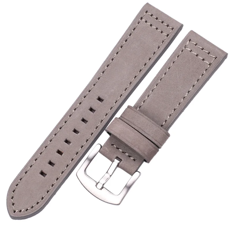 Gray silver buckle Ремешок для часов из воловьей кожи, черный, синий, серый, коричневый, натуральная кожа, ремешок для часов Bnad для женщин и мужчин, браслет для часов для samsung gear S3 - Цвет ремешка: Gray silver buckle