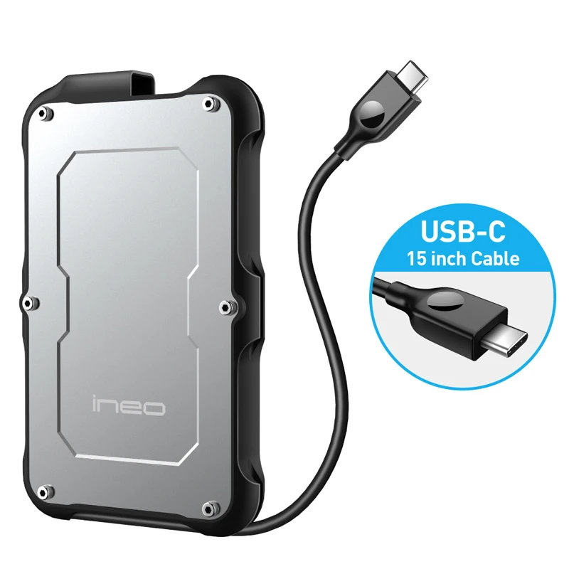Ineo жесткий диск Чехол Прочный противоударный алюминиевый внешний USB C 3,1 Gen 2 type-C to SATA 2,5 жесткий диск SSD корпус Caddy [C2580]