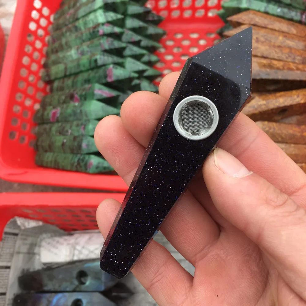 

Natura quartz blue sandstone crystal beautiful smoking pipes energy