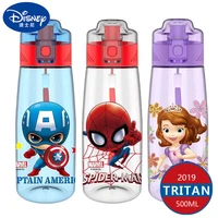 Disney Kids Water Bottles Mickey Minnie Mouse Cartoon Cups with Straw Captain America Sport Bottles Girls Princess Feeding Cups