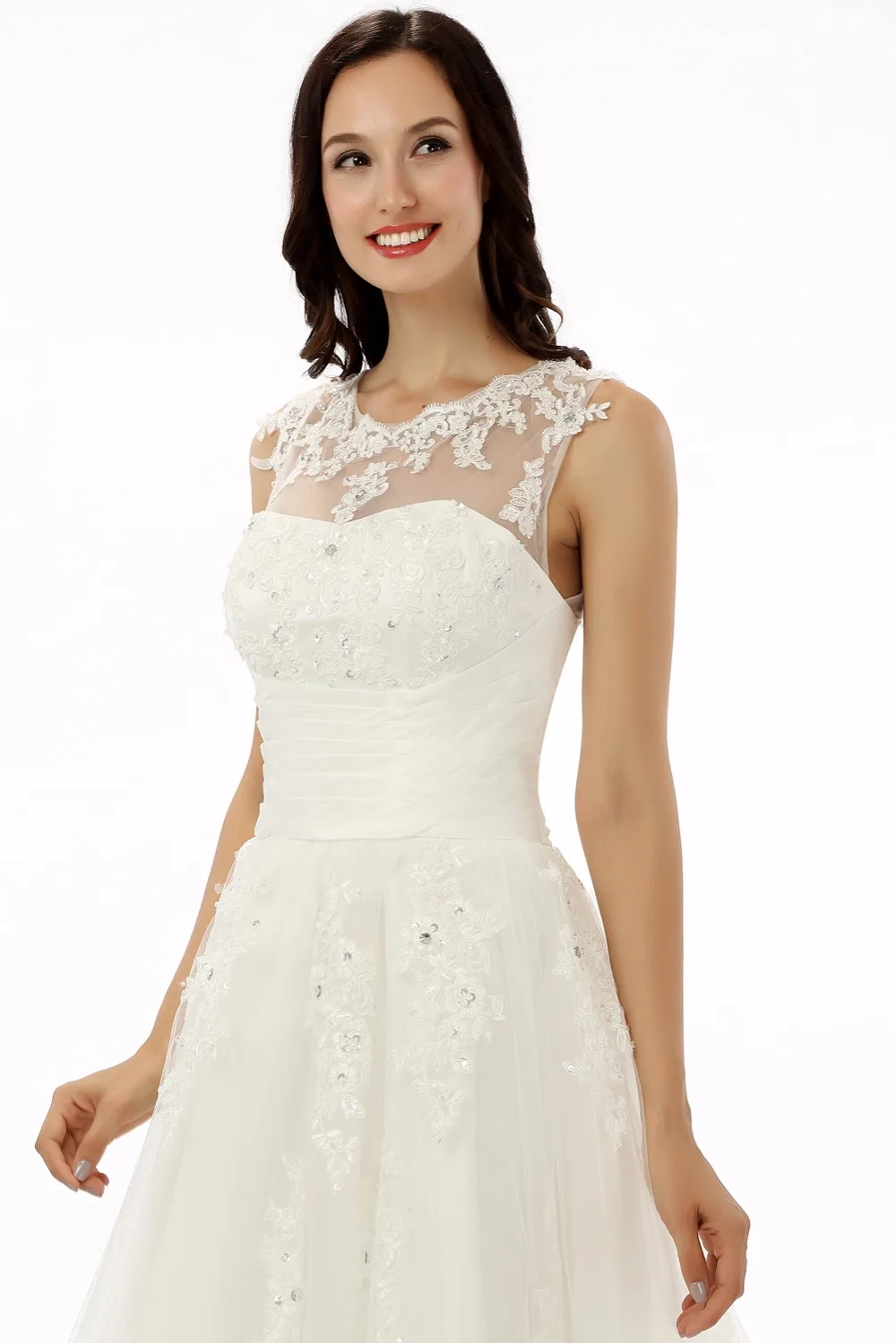 Forevergracedress линия Кружева свадебное платье без рукавов Sexy Jewel Средства ухода за