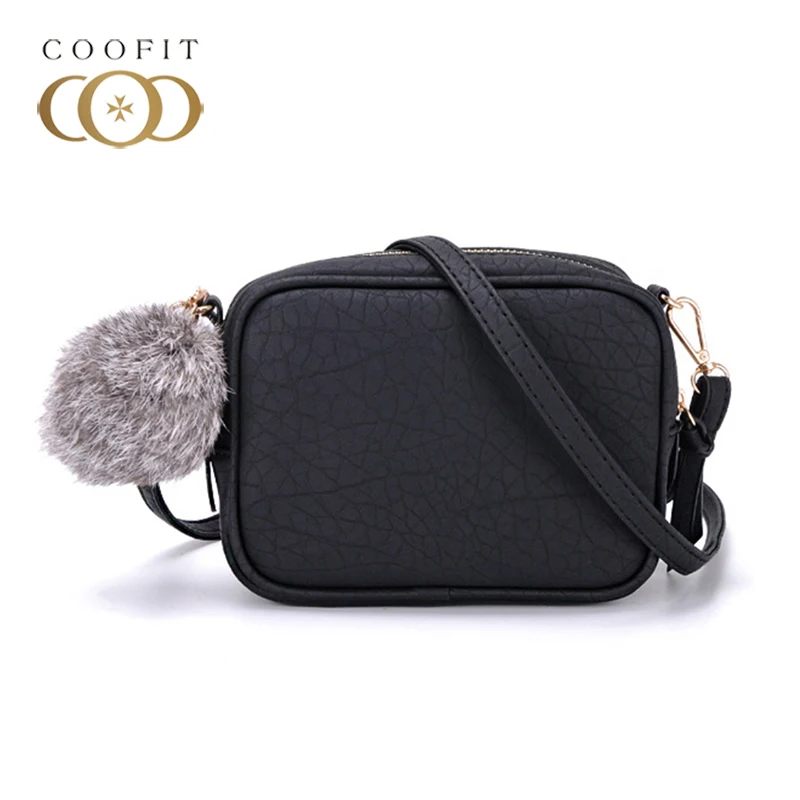 Coofit Милая Повседневная мини сумка через плечо с помпоном женские сумки