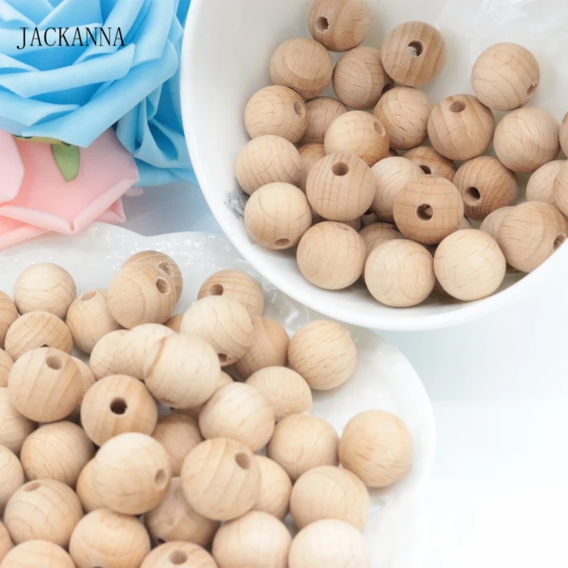 200 шт. Гладкие бусины из Букового дерева для прорезывания зубов | Мать и ребенок