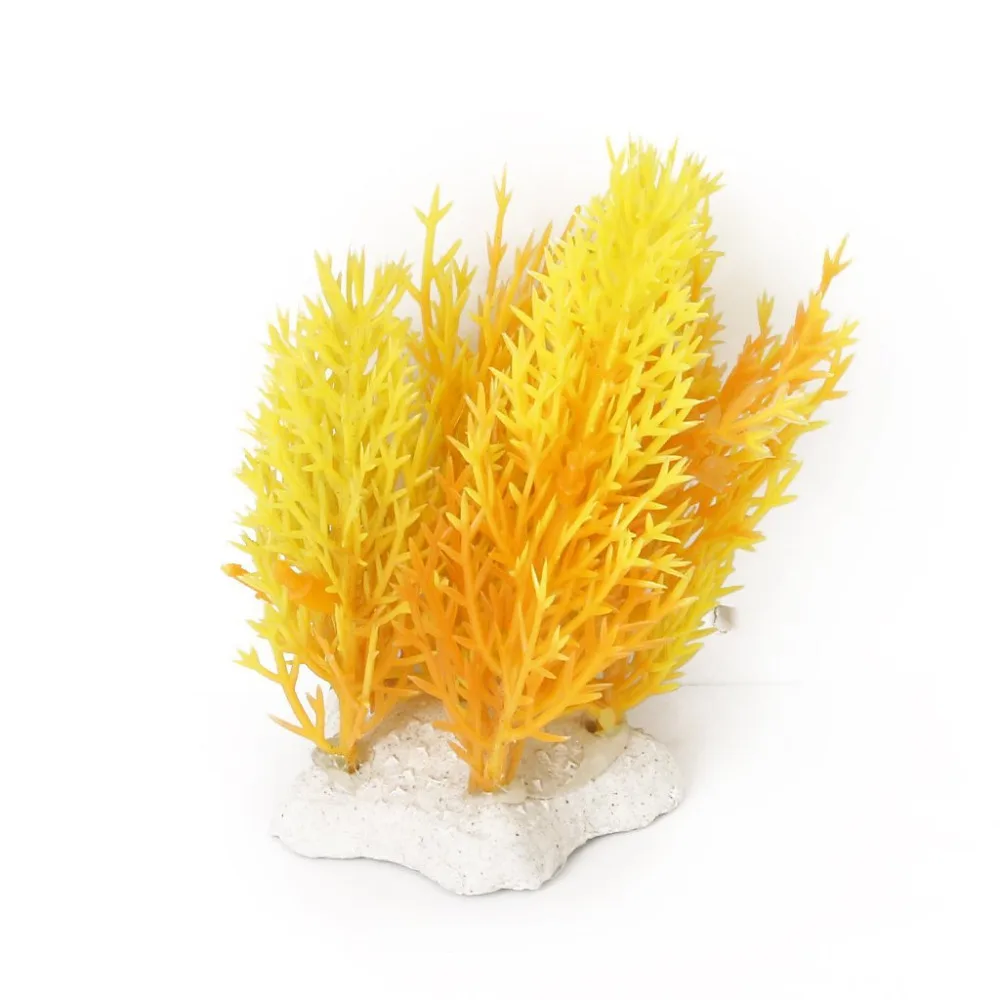 3.94 &quotпластик вода травянистые растения аквариум украшения для fish tank-желтый и orange
