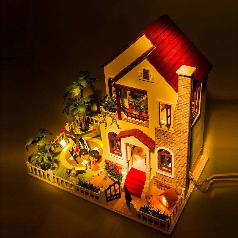 Diy Миниатюрный Кукольный дом большой включает мебель 3D деревянный кукольный