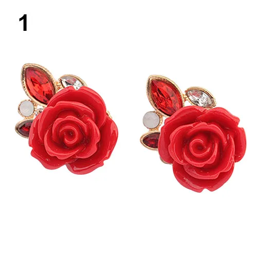 Bluelans Модные женские Ретро Кристальные элегантные розовые цветочные серьги