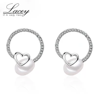 2017 fashion natural pearl earrings 925 sterling silver jewelry freshwater pearl earrings for birthday gift wedding