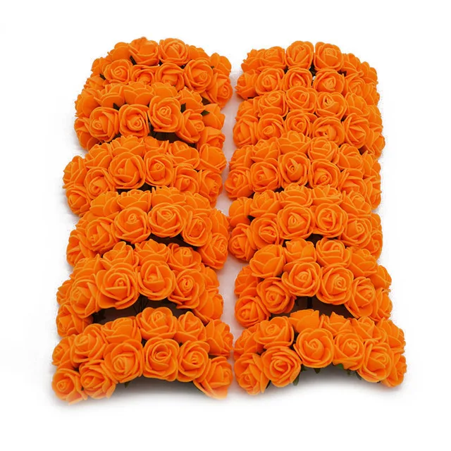 Orange 144 шт дешевый пенопластовый мишка Роза ПЭ Пена голова розы искусственный цветок свадебное украшение Посуда Украшение комнаты Подарочная коробка сделай сам - Цвет: Orange