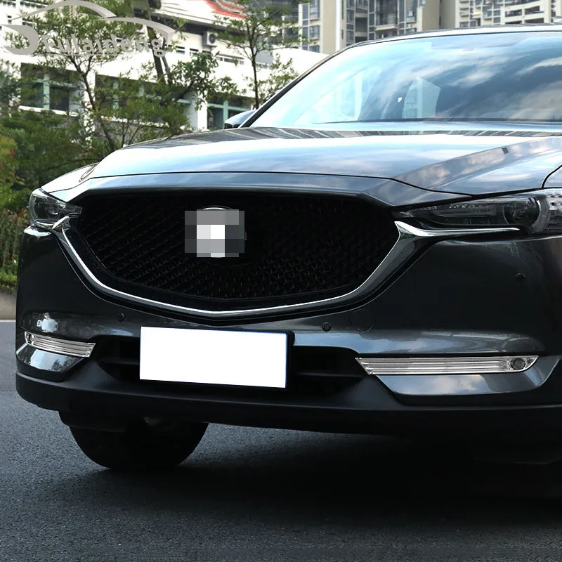 Для Mazda CX-5 CX5 2017-2018 АБС-пластик хром и углеродное волокно Стиль передняя