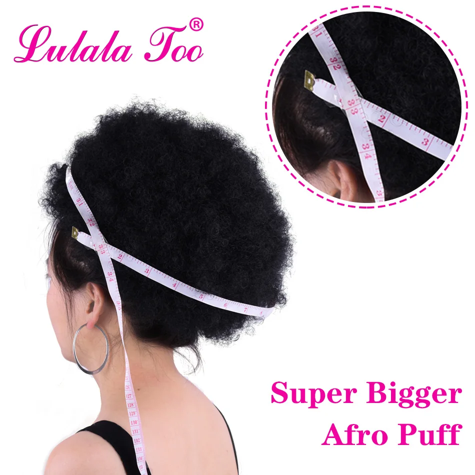 10inch Afro Puff Synthetic Hair Bun Chignon Hairpiece For Women Drawstring Ponytail Kinky Curly Updo Clip Hair Extensions