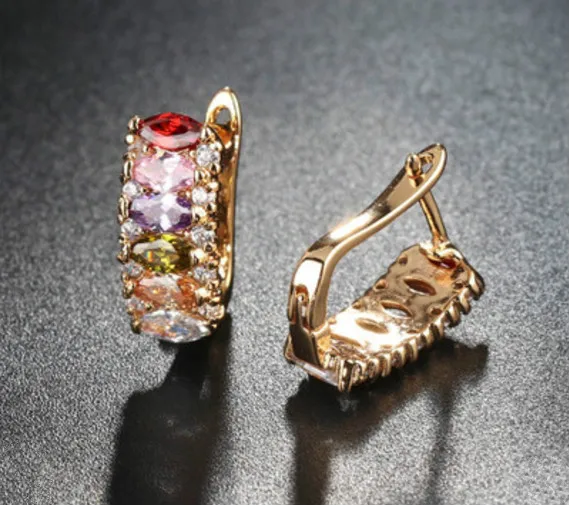 Fashion Europe and America luxury creative toothed colorful zircon earrings temperament elegant ladies | Украшения и аксессуары