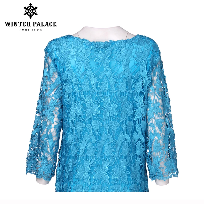 Мода розовый большой размер топы женский кружева орнамент летом Случайные горячая стиль Тройники женщины топы Три Четверти топы