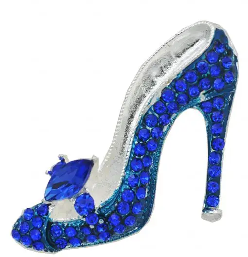 1.6 Inch Silver Tone Royal Blue Crystal Diamante High-heeled shoe Brooch Pins Gifts Accessory | Украшения и аксессуары