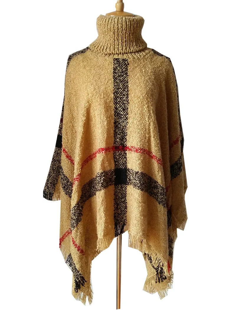 

2019 NEW Loose Lady Big Brand Celebrity Striped Poncho Shawl Women Winter Warm Fashion Scarves & Wraps