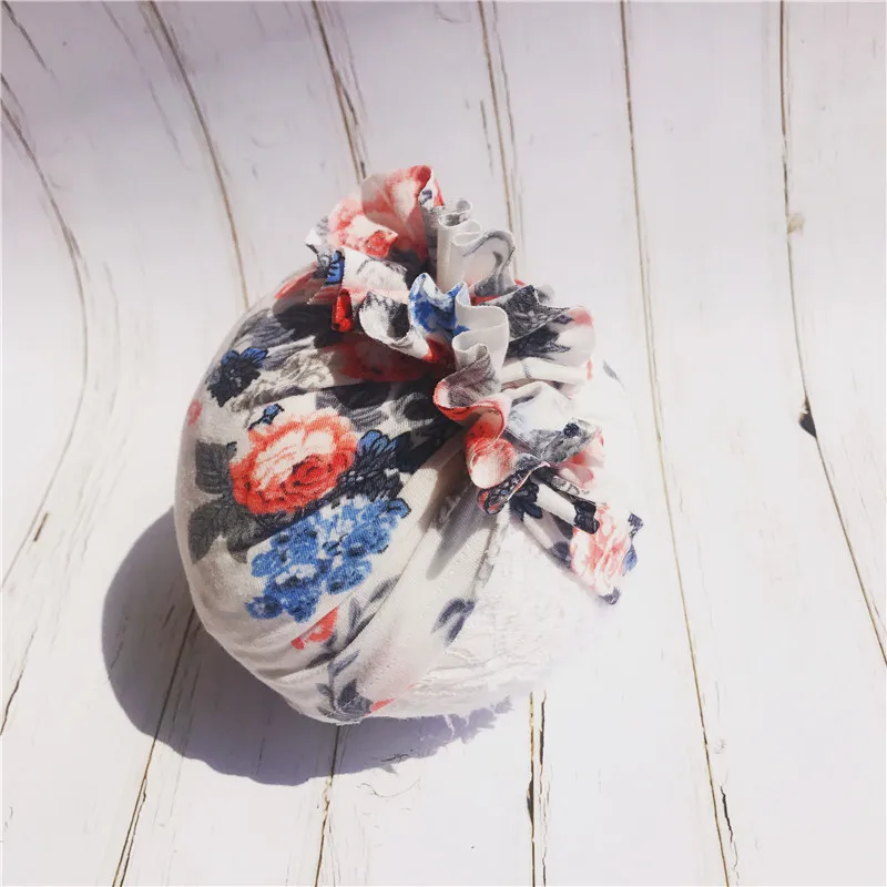 

Summer Baby Hat Cotton Flower Printed hat Toddler Kids Beanie baby turban hair accessories