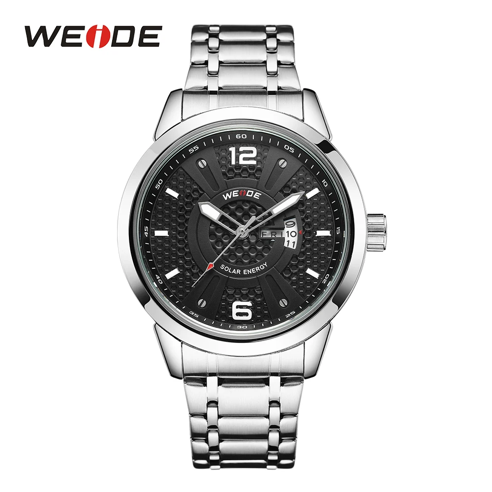 WEIDE кварцевые спортивные водонепроницаемые часы Мужские Аналоговые часы с черным циферблатом Автоматическая Дата водонепроницаемые часы из нержавеющей стали