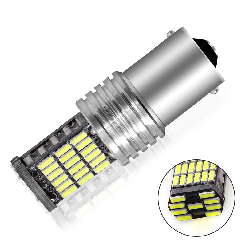 1 шт. T15 T20 1156 BA15S P21W W16W 45SMD 4014 светодиодный CANBUS без ошибок, автомобильная задняя лампа, тормозной светильник, автомобильная резервная лампа заднего хода, белый DC12V