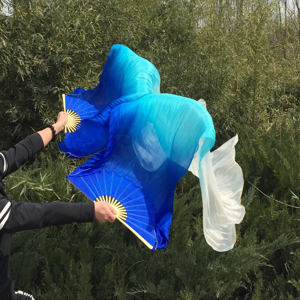 Веер вуаль из 100% натурального шелка для танца живота или выступления на сцене 3