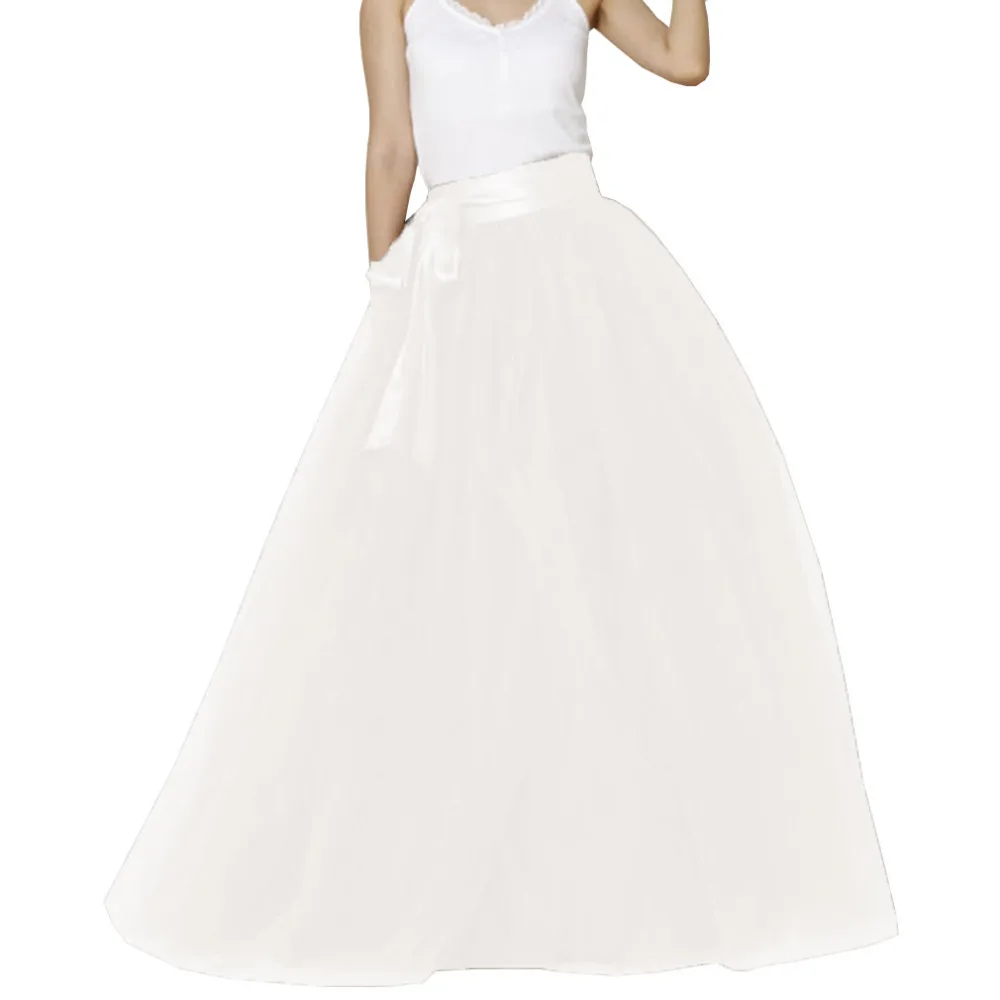 Женская длинная фатиновая юбка с бантом 6 слоев 1 подкладкой|layered tulle|female skirtsskirt maxi |