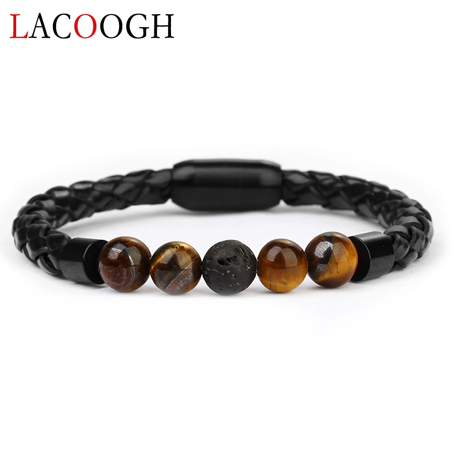 Новый черный тигровый глаз lacoogh 8 мм браслеты с подвесками для мужчин и женщин