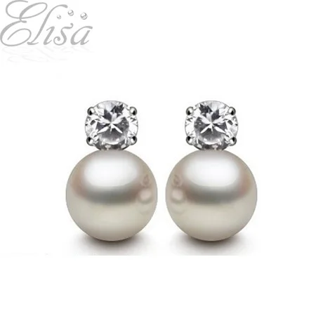 Женские серьги гвоздики с жемчугом Классические свадебные принцессы