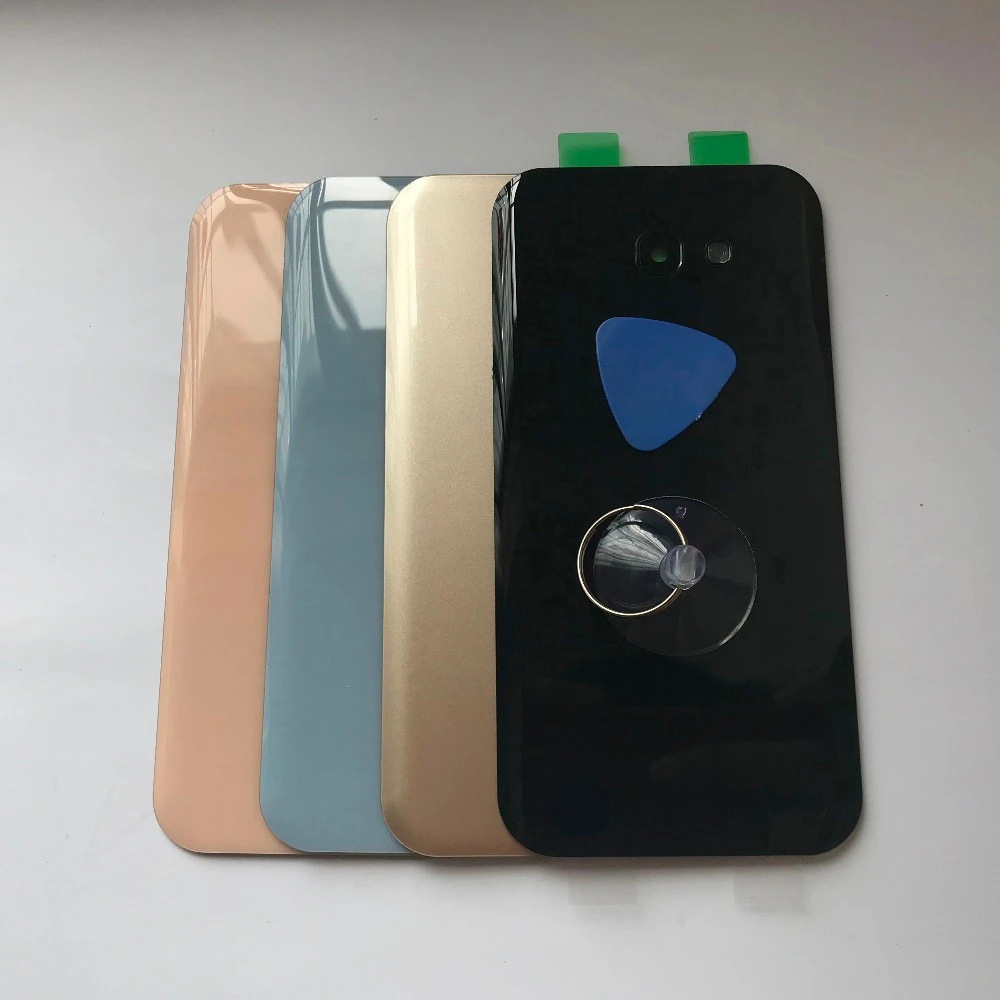 

For Samsung Galaxy A3 2017 A320 A320F A320Y Mobile Phone Glass Cases Housing Battery Back Cover With Camera Lens + Adhesive