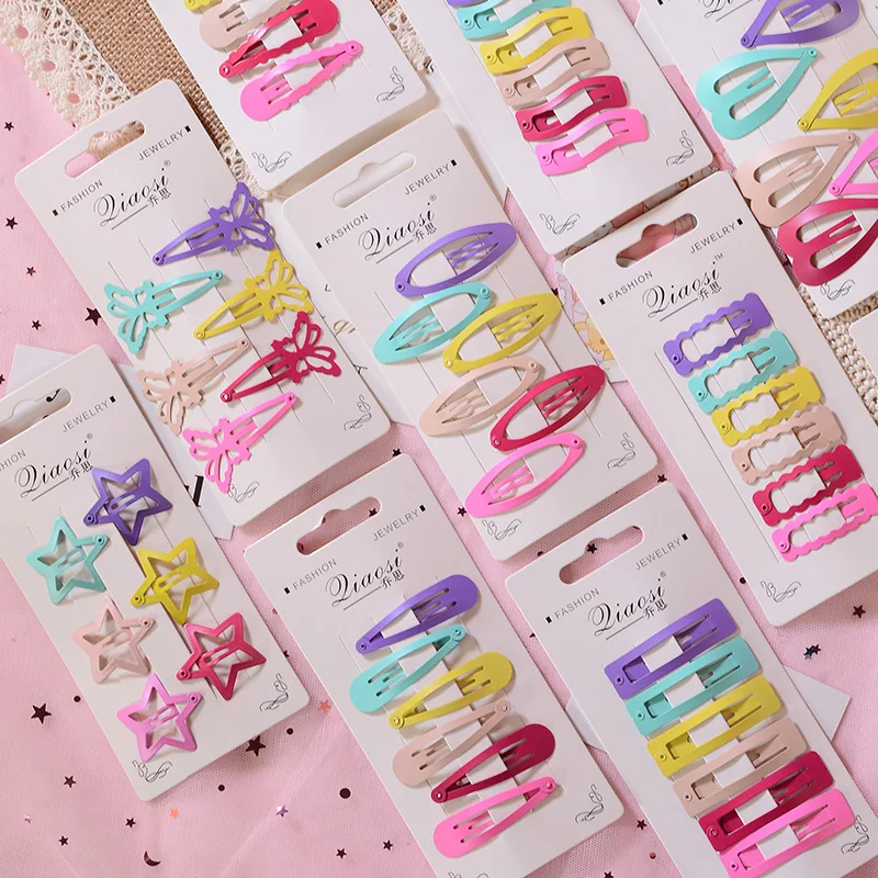 

6Pcs/Set Cute Colorful Kids Hair Clips Metal Korean Heart Star Butterfly Hair Clip Snap Hair Pins And Clips For Girls Barrettes