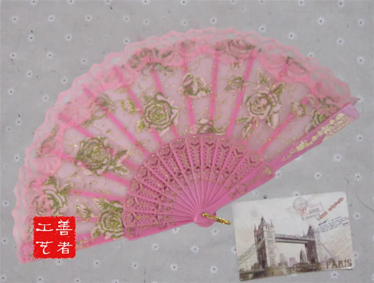 

[Fly Eagle] Бесплатная доставка кружевной веер свадебный кружевной веер розовый веер