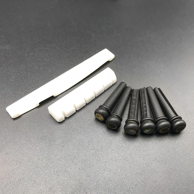 Ebony D Kit 6 шт. Акустическая гитара палисандр чистая кость/черное дерево/розовое дерево/Cocobolo Мост Pin набор из чистой кости мост Гайка Седло - Цвет: Ebony D Kit