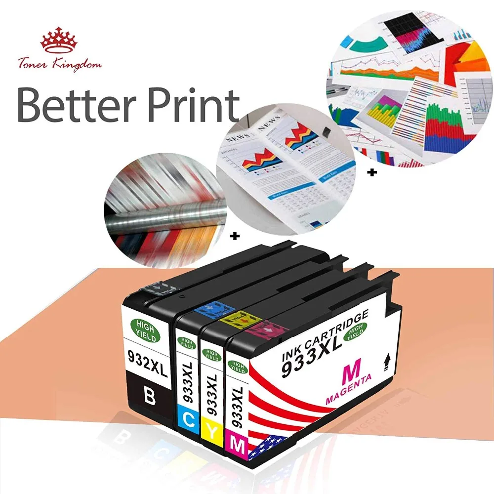 Тонер Королевство 8 шт./компл. 932XL 933XL High Yield картридж Набор для HP Officejet 6100 6600 6700 7110 7510
