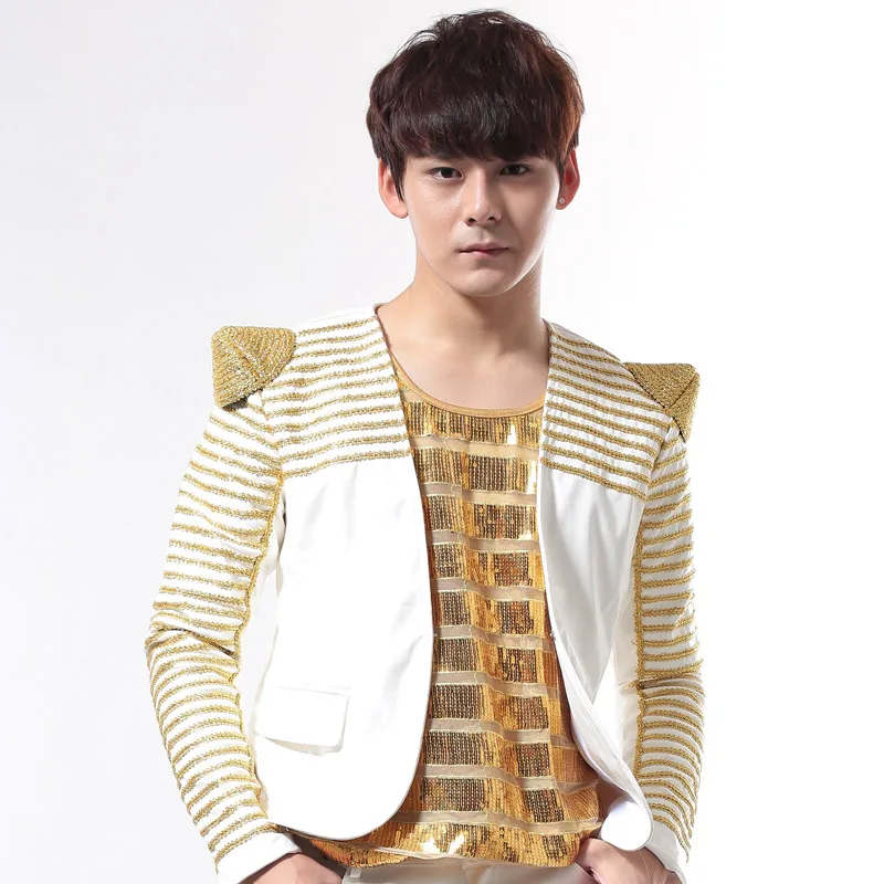 

Женская! 2018 сценическая одежда в стиле панк, Мужская индивидуализированная верхняя одежда с вышивкой, черный, красный и белый костюм для муж...