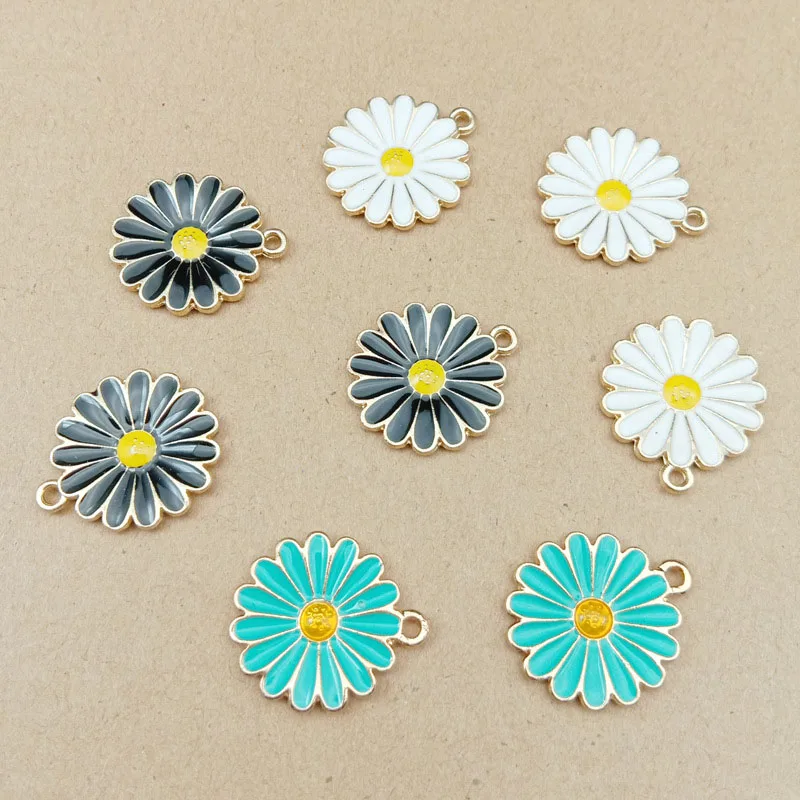 

10pcs 18*18mm Beautiful chrysanthemum flower pendant alloy enamel Charms DIY accessories of necklace bracelet headdress YZ460